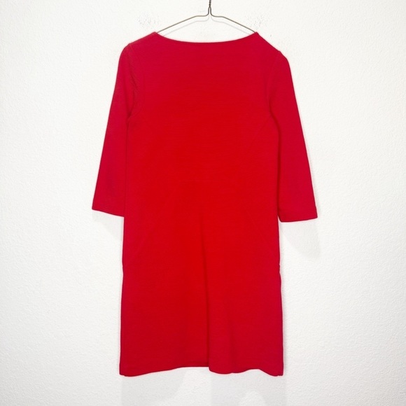 Boden Seam Detail Sheath Tunic Dress Ribbed Poppy Red 2P Petite Pockets - Picture 6 of 9